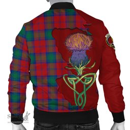 Scottish Auchinleck Tartan Family Crest with Thistle and Scotland Map Tartan Plaid Bomber Jacket Scottish Plaid Tartan Plaid - ScotsTee - scotstee.com