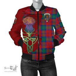 Scottish Auchinleck Tartan Family Crest with Thistle and Scotland Map Tartan Plaid Bomber Jacket Scottish Plaid Tartan Plaid - ScotsTee - scotstee.com
