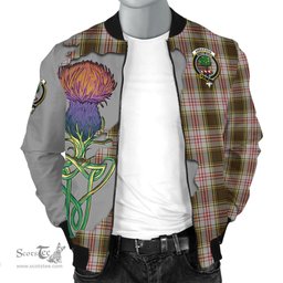 Scottish Anderson Dress Tartan Family Crest with Thistle and Scotland Map Tartan Plaid Bomber Jacket Scottish Plaid Tartan Plaid - ScotsTee - scotstee.com