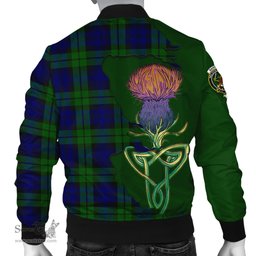 Scottish Bannatyne Tartan Family Crest with Thistle and Scotland Map Tartan Plaid Bomber Jacket Scottish Plaid Tartan Plaid - ScotsTee - scotstee.com