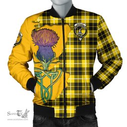 Scottish Barclay Dress Modern Tartan Family Crest with Thistle and Scotland Map Tartan Plaid Bomber Jacket Scottish Plaid Tartan Plaid - ScotsTee - scotstee.com