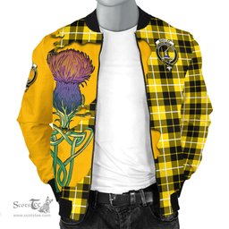 Scottish Barclay Dress Modern Tartan Family Crest with Thistle and Scotland Map Tartan Plaid Bomber Jacket Scottish Plaid Tartan Plaid - ScotsTee - scotstee.com