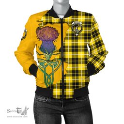 Scottish Barclay Dress Modern Tartan Family Crest with Thistle and Scotland Map Tartan Plaid Bomber Jacket Scottish Plaid Tartan Plaid - ScotsTee - scotstee.com