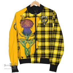Scottish Barclay Dress Modern Tartan Family Crest with Thistle and Scotland Map Tartan Plaid Bomber Jacket Scottish Plaid Tartan Plaid - ScotsTee - scotstee.com