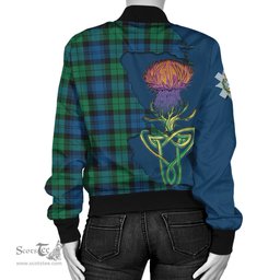 Scottish Black Watch Ancient Tartan Family Crest with Thistle and Scotland Map Tartan Plaid Bomber Jacket Scottish Plaid Tartan Plaid - ScotsTee - scotstee.com