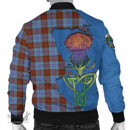 Scottish Anderson Modern Tartan Family Crest with Thistle and Scotland Map Tartan Plaid Bomber Jacket Scottish Plaid Tartan Plaid - ScotsTee - scotstee.com