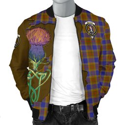 Scottish Balfour Modern Tartan Family Crest with Thistle and Scotland Map Tartan Plaid Bomber Jacket Scottish Plaid Tartan Plaid - ScotsTee - scotstee.com