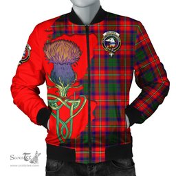 Scottish Belshes Tartan Family Crest with Thistle and Scotland Map Tartan Plaid Bomber Jacket Scottish Plaid Tartan Plaid - ScotsTee - scotstee.com