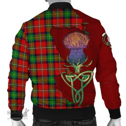 Scottish Boyd Modern Tartan Family Crest with Thistle and Scotland Map Tartan Plaid Bomber Jacket Scottish Plaid Tartan Plaid - ScotsTee - scotstee.com