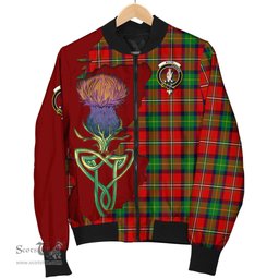 Scottish Boyd Modern Tartan Family Crest with Thistle and Scotland Map Tartan Plaid Bomber Jacket Scottish Plaid Tartan Plaid - ScotsTee - scotstee.com