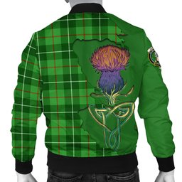Scottish Clephan Tartan Family Crest with Thistle and Scotland Map Tartan Plaid Bomber Jacket Scottish Plaid Tartan Plaid - ScotsTee - scotstee.com