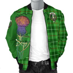 Scottish Clephan Tartan Family Crest with Thistle and Scotland Map Tartan Plaid Bomber Jacket Scottish Plaid Tartan Plaid - ScotsTee - scotstee.com