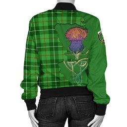 Scottish Clephan Tartan Family Crest with Thistle and Scotland Map Tartan Plaid Bomber Jacket Scottish Plaid Tartan Plaid - ScotsTee - scotstee.com
