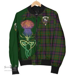 Scottish Cochrane Tartan Family Crest with Thistle and Scotland Map Tartan Plaid Bomber Jacket Scottish Plaid Tartan Plaid - ScotsTee - scotstee.com