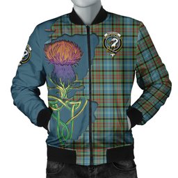 Scottish Brisbane modern Tartan Family Crest with Thistle and Scotland Map Tartan Plaid Bomber Jacket Scottish Plaid Tartan Plaid - ScotsTee - scotstee.com