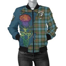 Scottish Brisbane modern Tartan Family Crest with Thistle and Scotland Map Tartan Plaid Bomber Jacket Scottish Plaid Tartan Plaid - ScotsTee - scotstee.com