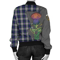 Scottish Baird Dress Tartan Family Crest with Thistle and Scotland Map Tartan Plaid Bomber Jacket Scottish Plaid Tartan Plaid - ScotsTee - scotstee.com