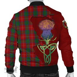 Scottish Chisholm Tartan Family Crest with Thistle and Scotland Map Tartan Plaid Bomber Jacket Scottish Plaid Tartan Plaid - ScotsTee - scotstee.com