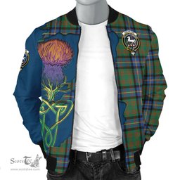 Scottish Cochrane Ancient Tartan Family Crest with Thistle and Scotland Map Tartan Plaid Bomber Jacket Scottish Plaid Tartan Plaid - ScotsTee - scotstee.com