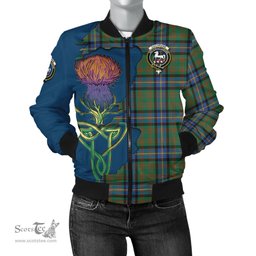 Scottish Cochrane Ancient Tartan Family Crest with Thistle and Scotland Map Tartan Plaid Bomber Jacket Scottish Plaid Tartan Plaid - ScotsTee - scotstee.com