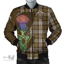 Scottish Baillie Dress Tartan Family Crest with Thistle and Scotland Map Tartan Plaid Bomber Jacket Scottish Plaid Tartan Plaid - ScotsTee - scotstee.com