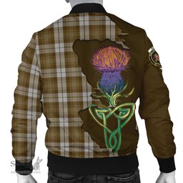 Scottish Baillie Dress Tartan Family Crest with Thistle and Scotland Map Tartan Plaid Bomber Jacket Scottish Plaid Tartan Plaid - ScotsTee - scotstee.com