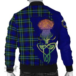 Scottish Arbuthnot Modern Tartan Family Crest with Thistle and Scotland Map Tartan Plaid Bomber Jacket Scottish Plaid Tartan Plaid - ScotsTee - scotstee.com