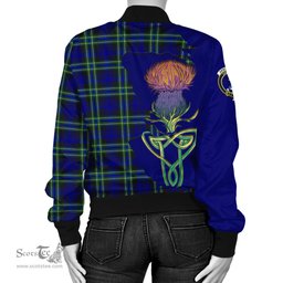 Scottish Arbuthnot Modern Tartan Family Crest with Thistle and Scotland Map Tartan Plaid Bomber Jacket Scottish Plaid Tartan Plaid - ScotsTee - scotstee.com