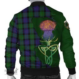 Scottish Blair Tartan Family Crest with Thistle and Scotland Map Tartan Plaid Bomber Jacket Scottish Plaid Tartan Plaid - ScotsTee - scotstee.com