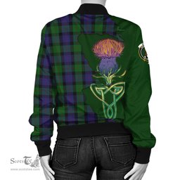 Scottish Blair Tartan Family Crest with Thistle and Scotland Map Tartan Plaid Bomber Jacket Scottish Plaid Tartan Plaid - ScotsTee - scotstee.com