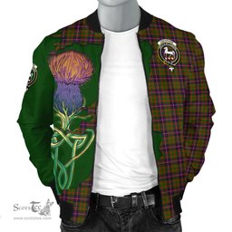 Scottish Cochrane Modern Tartan Family Crest with Thistle and Scotland Map Tartan Plaid Bomber Jacket Scottish Plaid Tartan Plaid - ScotsTee - scotstee.com