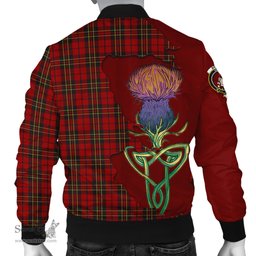 Scottish Brodie Tartan Family Crest with Thistle and Scotland Map Tartan Plaid Bomber Jacket Scottish Plaid Tartan Plaid - ScotsTee - scotstee.com