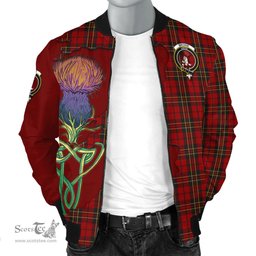 Scottish Brodie Tartan Family Crest with Thistle and Scotland Map Tartan Plaid Bomber Jacket Scottish Plaid Tartan Plaid - ScotsTee - scotstee.com