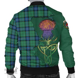 Scottish Armstrong Ancient Tartan Family Crest with Thistle and Scotland Map Tartan Plaid Bomber Jacket Scottish Plaid Tartan Plaid - ScotsTee - scotstee.com