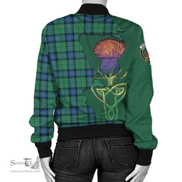 Scottish Armstrong Ancient Tartan Family Crest with Thistle and Scotland Map Tartan Plaid Bomber Jacket Scottish Plaid Tartan Plaid - ScotsTee - scotstee.com