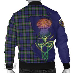 Scottish Baird Modern Tartan Family Crest with Thistle and Scotland Map Tartan Plaid Bomber Jacket Scottish Plaid Tartan Plaid - ScotsTee - scotstee.com