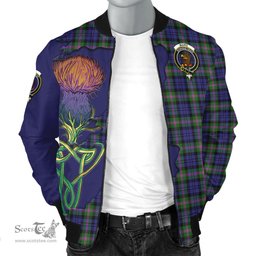 Scottish Baird Modern Tartan Family Crest with Thistle and Scotland Map Tartan Plaid Bomber Jacket Scottish Plaid Tartan Plaid - ScotsTee - scotstee.com