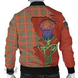 Scottish Bruce Ancient Tartan Family Crest with Thistle and Scotland Map Tartan Plaid Bomber Jacket Scottish Plaid Tartan Plaid - ScotsTee - scotstee.com
