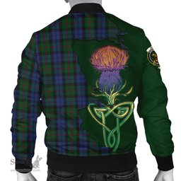 Scottish Baird Tartan Family Crest with Thistle and Scotland Map Tartan Plaid Bomber Jacket Scottish Plaid Tartan Plaid - ScotsTee - scotstee.com