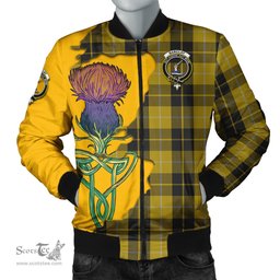 Scottish Barclay Dress Tartan Family Crest with Thistle and Scotland Map Tartan Plaid Bomber Jacket Scottish Plaid Tartan Plaid - ScotsTee - scotstee.com