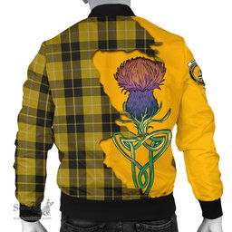 Scottish Barclay Dress Tartan Family Crest with Thistle and Scotland Map Tartan Plaid Bomber Jacket Scottish Plaid Tartan Plaid - ScotsTee - scotstee.com