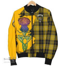 Scottish Barclay Dress Tartan Family Crest with Thistle and Scotland Map Tartan Plaid Bomber Jacket Scottish Plaid Tartan Plaid - ScotsTee - scotstee.com