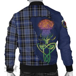 Scottish Clark Tartan Family Crest with Thistle and Scotland Map Tartan Plaid Bomber Jacket Scottish Plaid Tartan Plaid - ScotsTee - scotstee.com