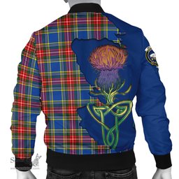 Scottish Bethune Tartan Family Crest with Thistle and Scotland Map Tartan Plaid Bomber Jacket Scottish Plaid Tartan Plaid - ScotsTee - scotstee.com