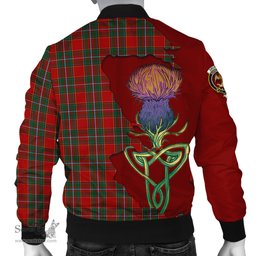 Scottish Drummond Ancient Tartan Family Crest with Thistle and Scotland Map Tartan Plaid Bomber Jacket Scottish Plaid Tartan Plaid - ScotsTee - scotstee.com