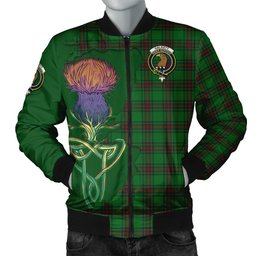 Scottish Halkett Tartan Family Crest with Thistle and Scotland Map Tartan Plaid Bomber Jacket Scottish Plaid Tartan Plaid - ScotsTee - scotstee.com