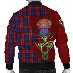 Scottish Graham of Menteith Red Tartan Family Crest with Thistle and Scotland Map Tartan Plaid Bomber Jacket Scottish Plaid Tartan Plaid - ScotsTee - scotstee.com