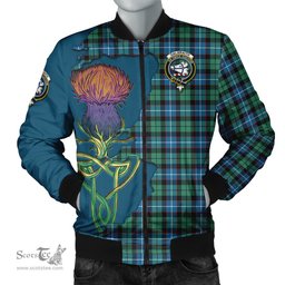 Scottish Galbraith Ancient Tartan Family Crest with Thistle and Scotland Map Tartan Plaid Bomber Jacket Scottish Plaid Tartan Plaid - ScotsTee - scotstee.com