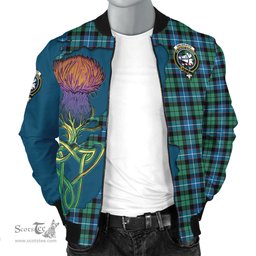 Scottish Galbraith Ancient Tartan Family Crest with Thistle and Scotland Map Tartan Plaid Bomber Jacket Scottish Plaid Tartan Plaid - ScotsTee - scotstee.com