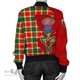 Scottish Gibsone (Gibson - Gibbs) Tartan Family Crest with Thistle and Scotland Map Tartan Plaid Bomber Jacket Scottish Plaid Tartan Plaid - ScotsTee - scotstee.com